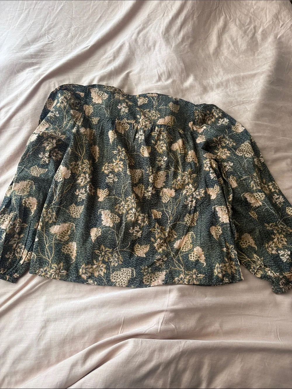 Ulla Johnson Tillie Blouse Balsam Green Floral Cotton Viscose Size 4 NEW Fall